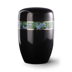 Steel Urn (Black with Forget Me Not Border)
